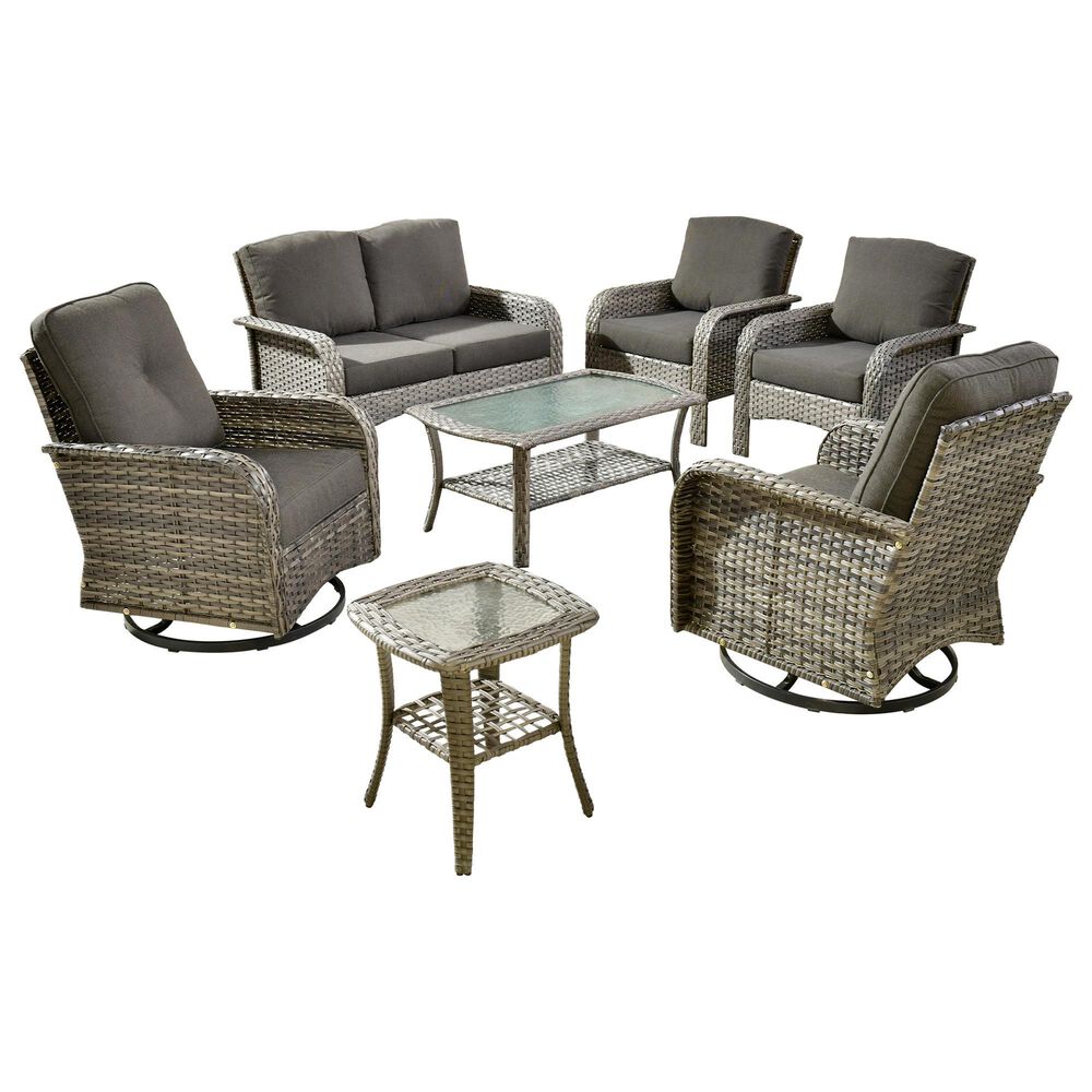 HOMLUX 7-Piece Patio Conversation Set in Black, , large