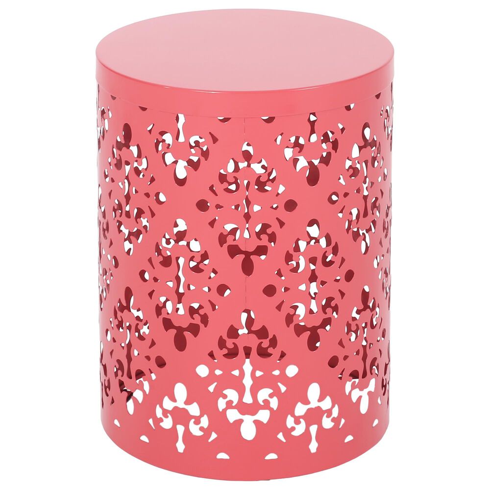 Hearth and Haven Outdoor End Table with Floral Pattern in Coral (Set of 2), , large