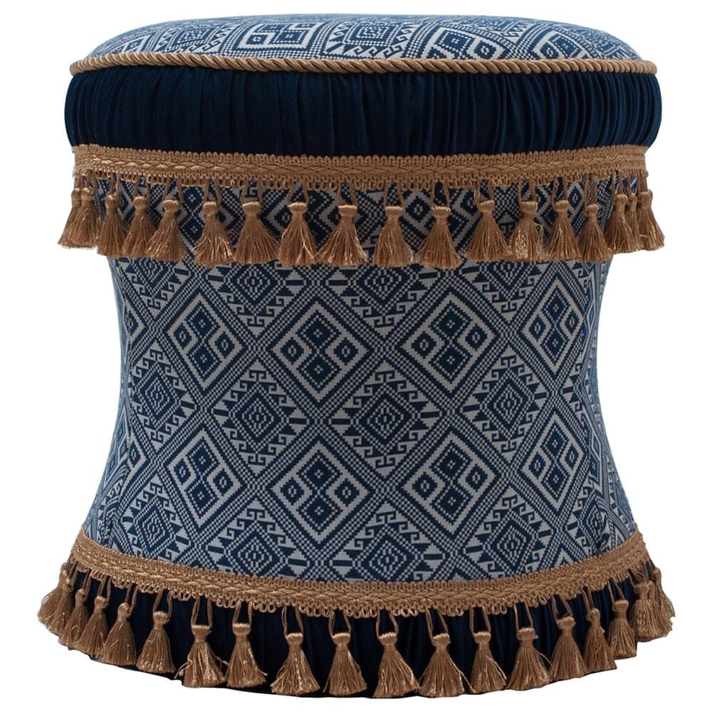 Jennifer Taylor Home Leona Decorative Ottoman Blue/White, , large