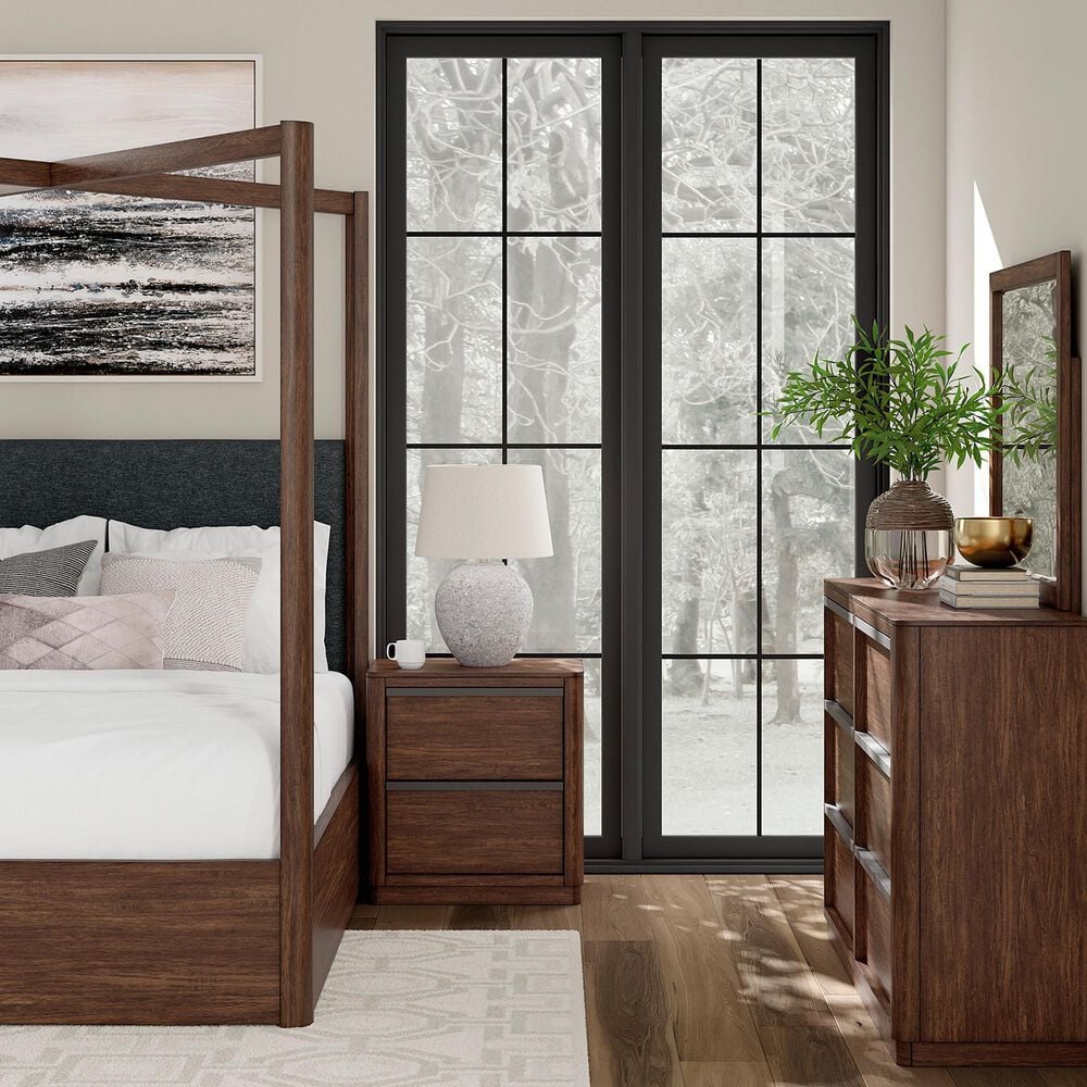 Millenium Dilenno Queen Canopy Panel Bed in Dark Brown with USB Ports, , large