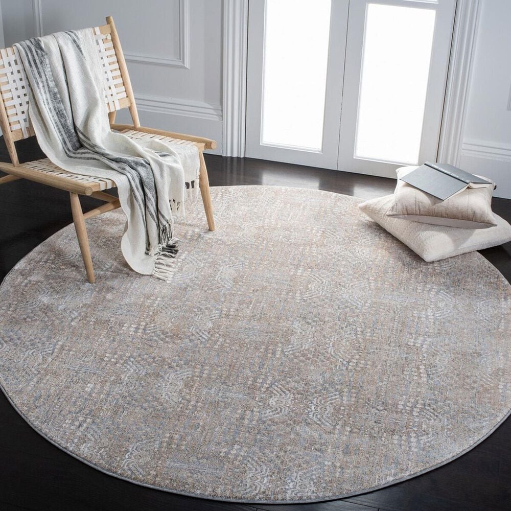 Safavieh Webster WBS332G 6&#39;7&quot; Round Grey and Beige Area Rug, , large