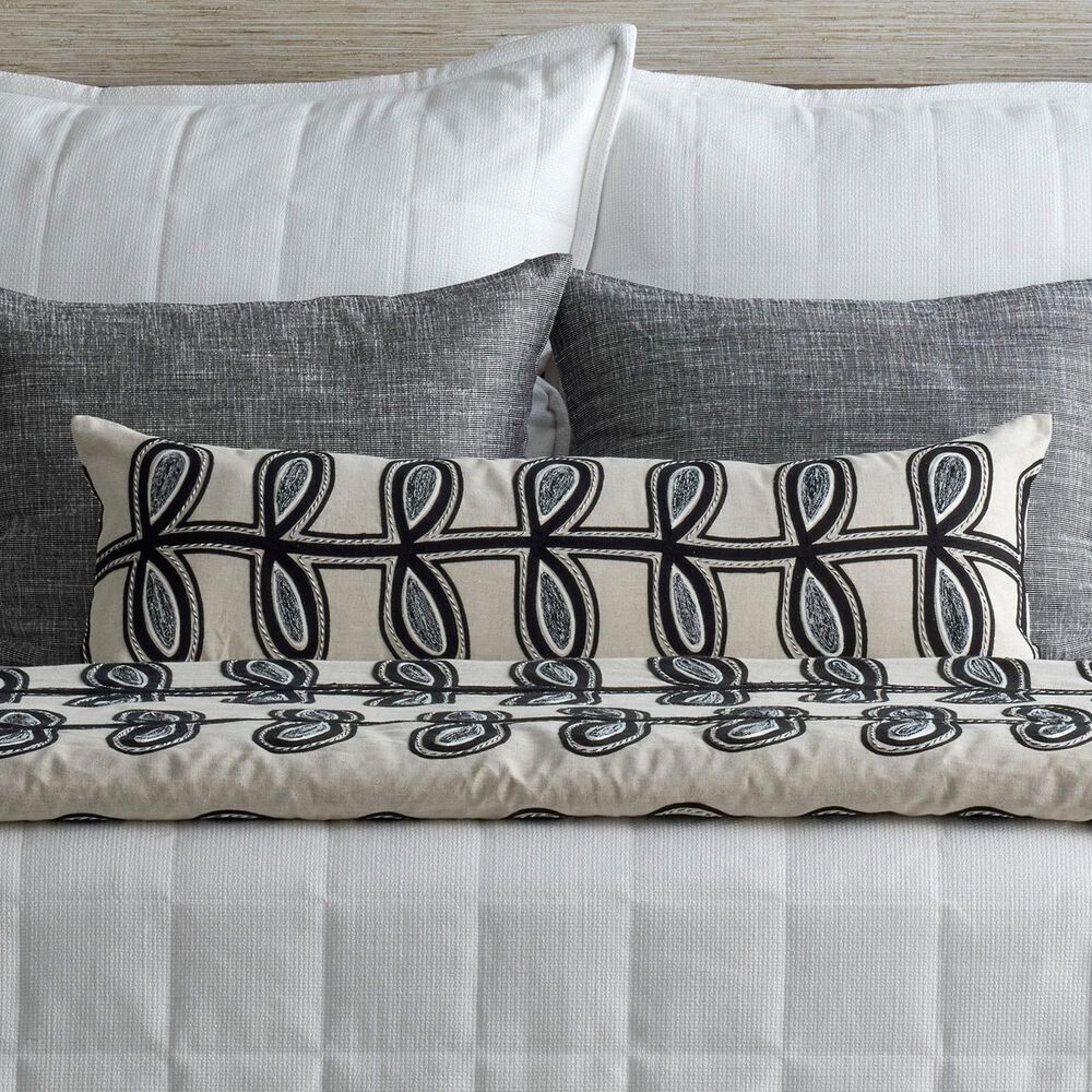 Ann Gish Fellini 13" x 38" Lumbar Pillow in Natural and Charcoal, , large