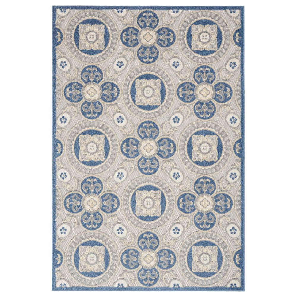 Nourison Aloha ALH30 5"3" x 7"5" Blue and Grey Indoor/Outdoor Area Rug, , large