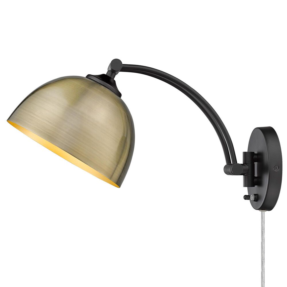 Golden Lighting Rey 1-Light Wall Sconce in Matte Black and Aged Brass, , large