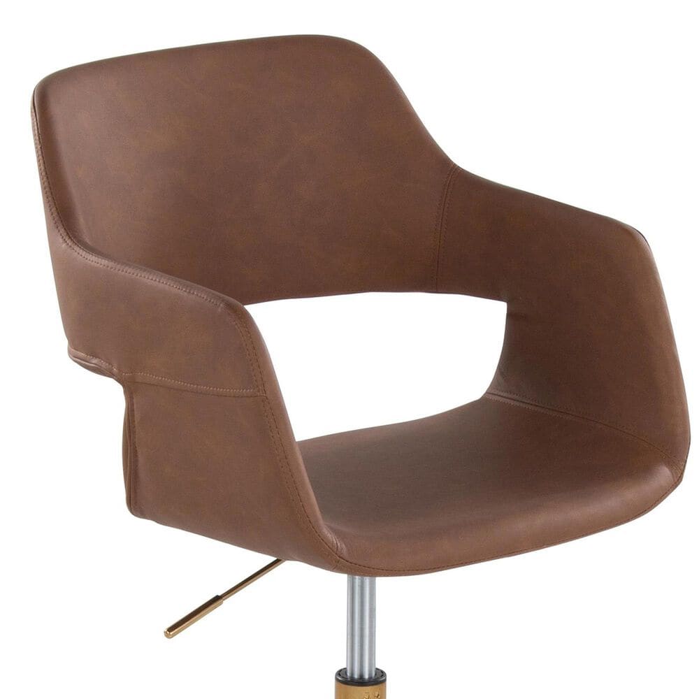 Lumisource Margarite Task Chair with Brown Faux Leather Cushion in Black, , large