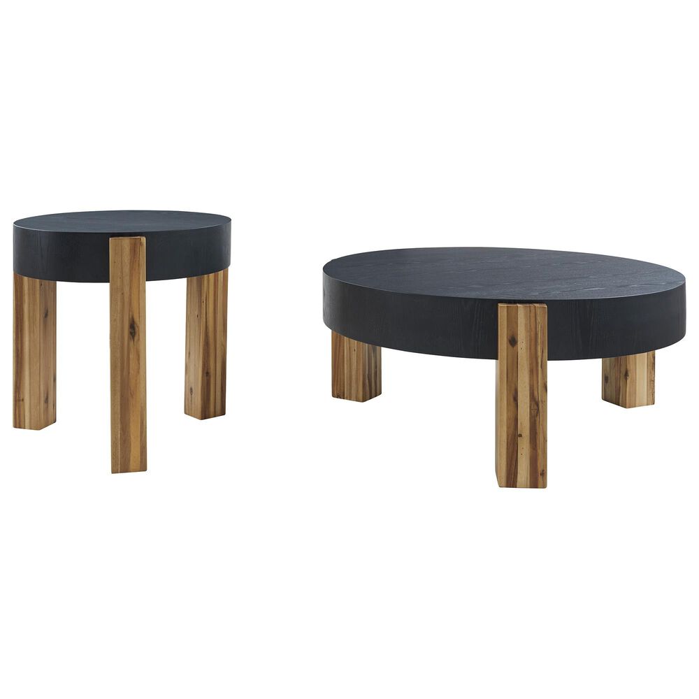 Ashley Breenmore Occasional Table Set in Black and Natural &#40;Set of 2&#41;, , large