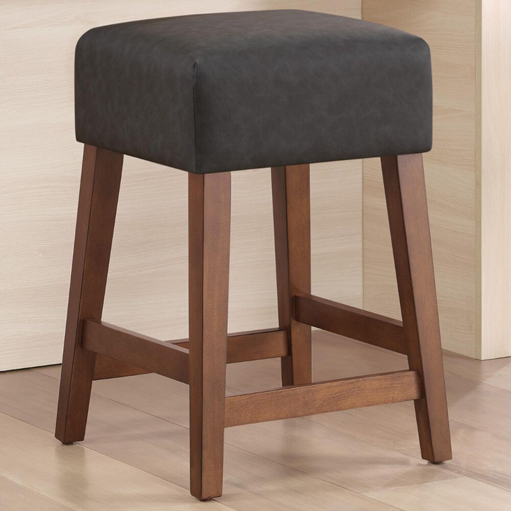 Valor Living Roscoe 26" Backless Counter Stool with Black Upholstery in Cherry, , large