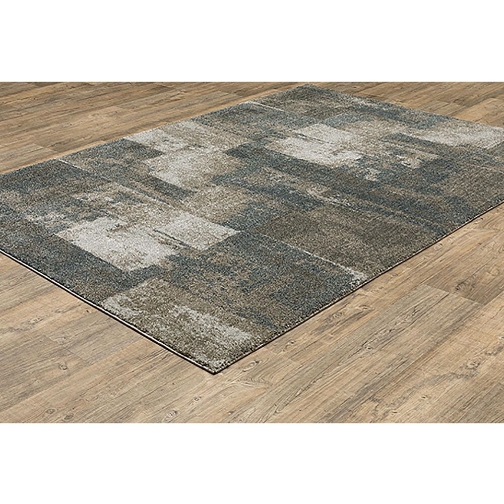 Oriental Weavers Alton Geo Abstract 2&#39;3&quot; x 7&#39;6&quot; Blue and Brown Runner, , large