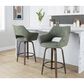 LumiSource Mustang 26" Swivel Counter Stool with Green Fabric Upholstery in Glazed Walnut and Black (Set of 2), , large