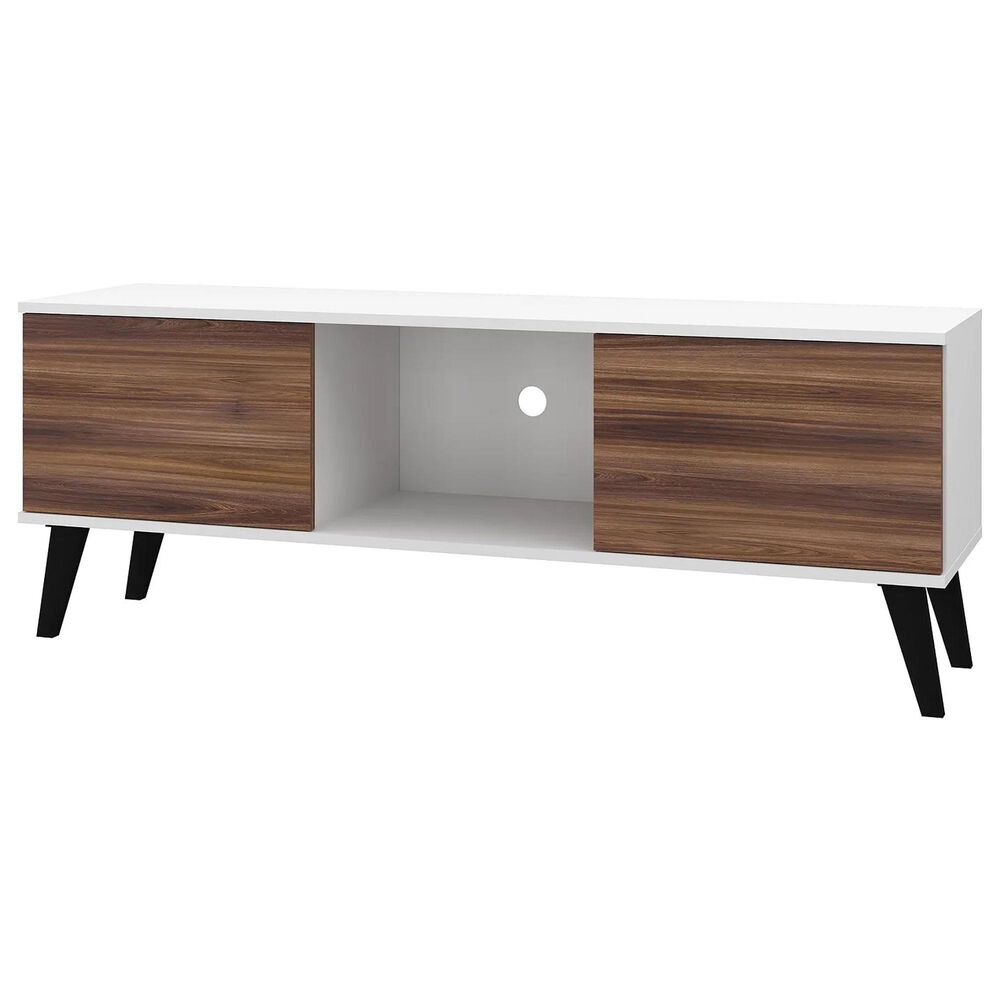 Manhattan Doyers 53.15" TV Stand in White and Nut Brown, , large