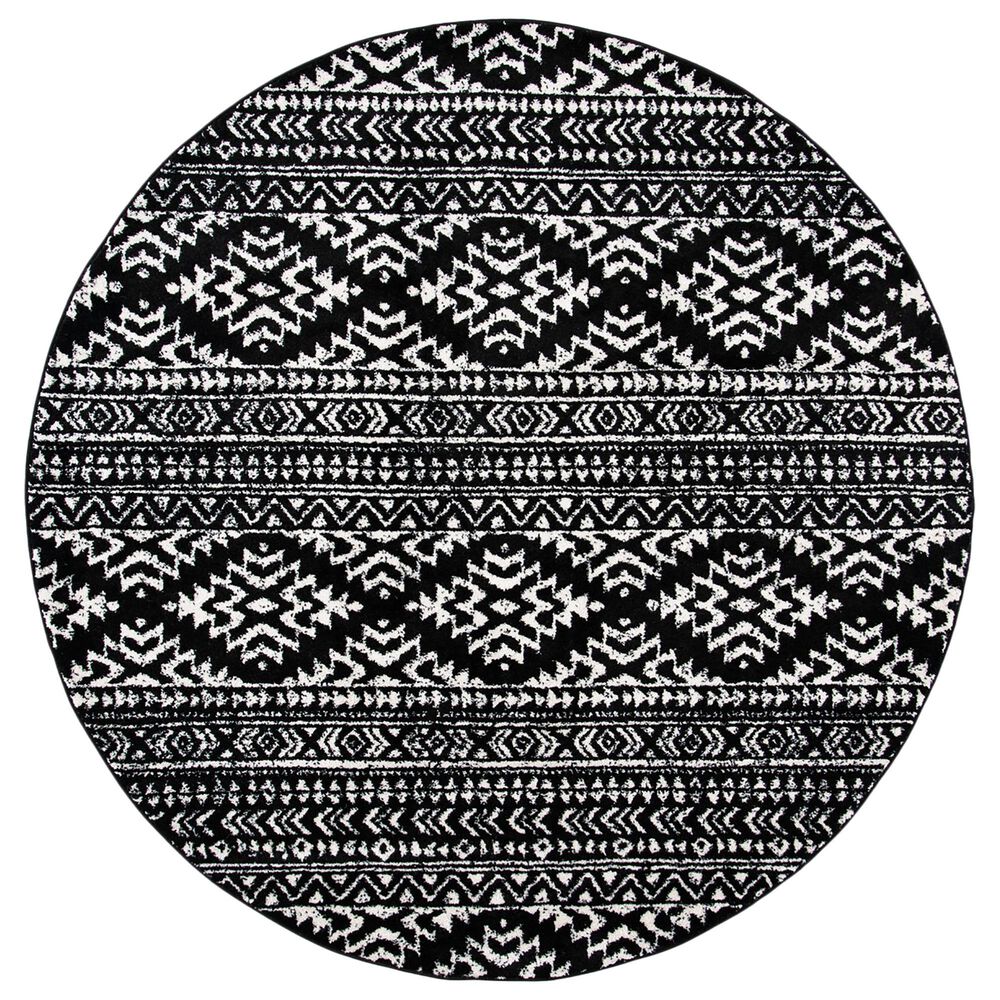 Safavieh Tulum Bohemian 5" Round Black and Ivory Area Rug, , large