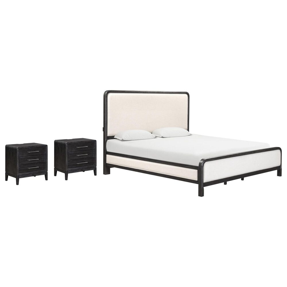 Riva Ridge Ambrose King Panel Bed with Two Nightstands in Obsidian Mist, , large
