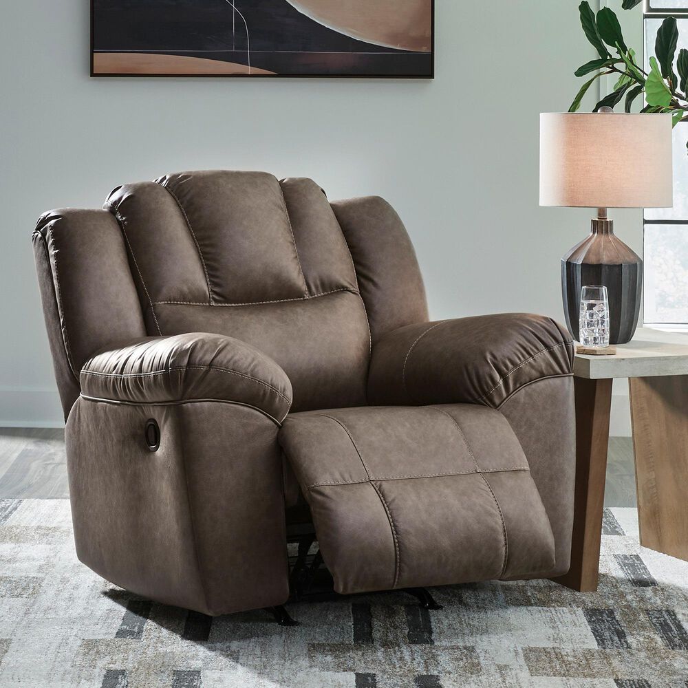 Ashley Lowilla Manual Rocker Recliner in Driftwood, , large