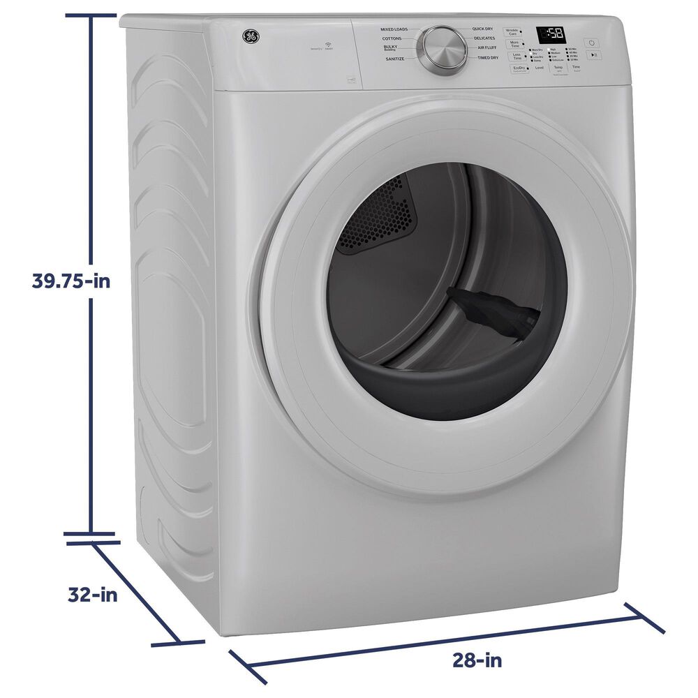 GE 7.8 Cu. Ft. Smart Front Load Gas Dryer in White, , large