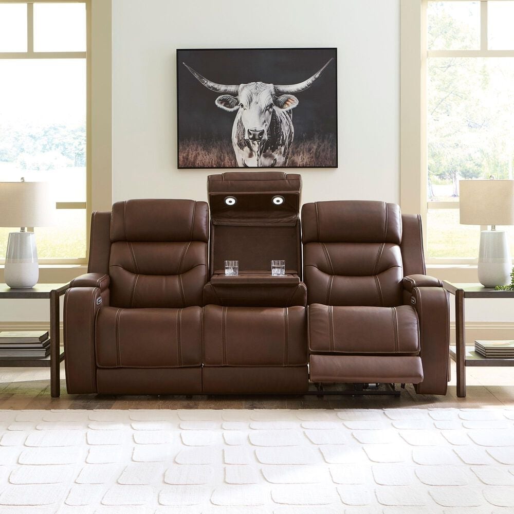 Ashley Knightington Power Reclining Sofa in Brown, , large