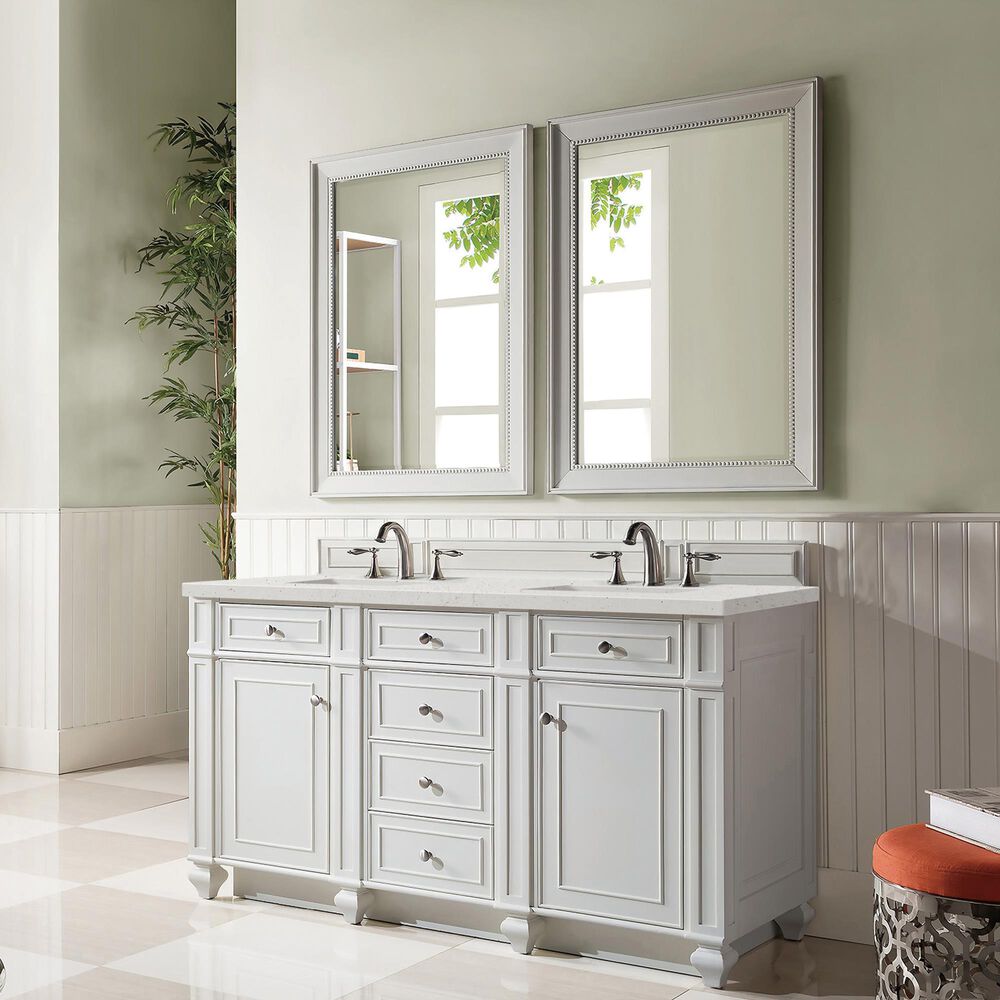 James Martin Vanities Bristol 60&quot; Double Bathroom Vanity in Bright White with 3 cm Lime Delight Quartz Top and Rectangular Sinks, , large