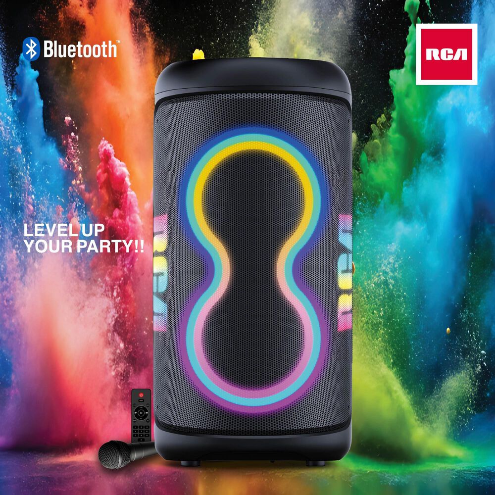 Top Tech Portable Bluetooth Speaker with Mic and RGB Light in Black, , large