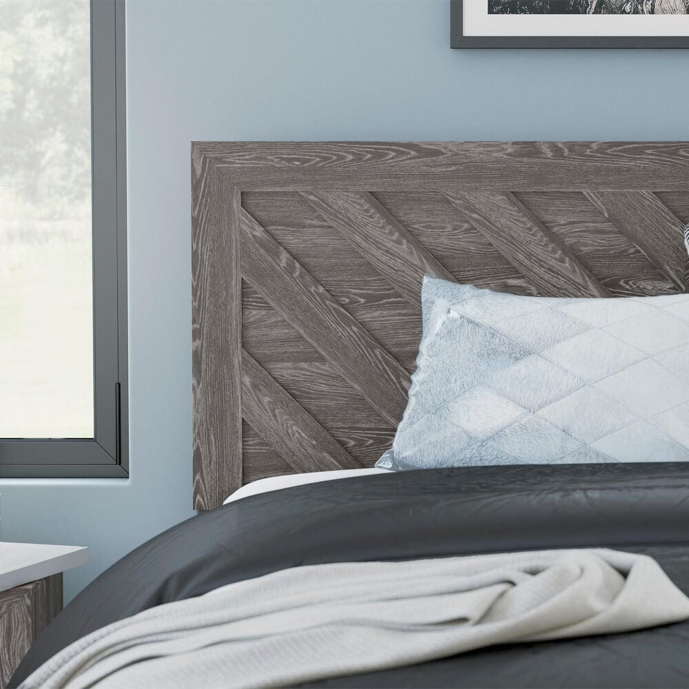 Ashley Sylveri Queen Chevron Panel Bed in Gray, , large