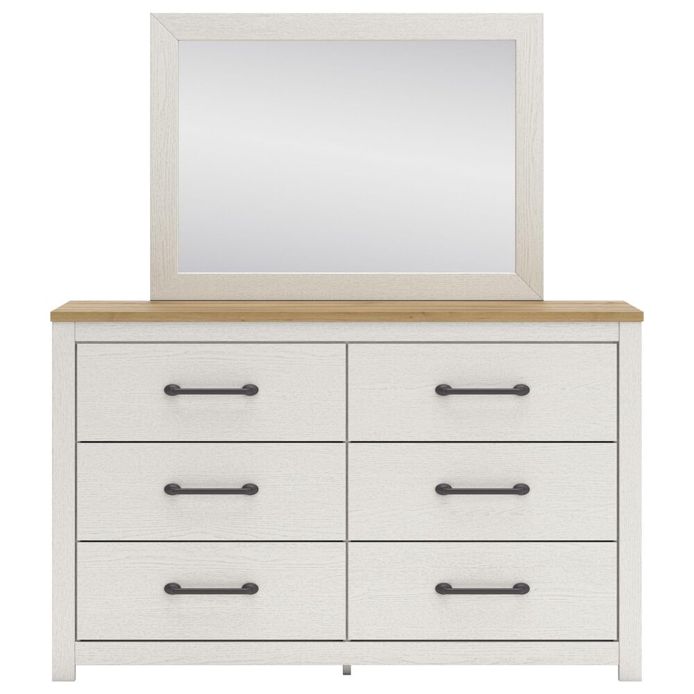 Ashley Linnocreek Dresser and Mirror in White and Warm Brown, , large