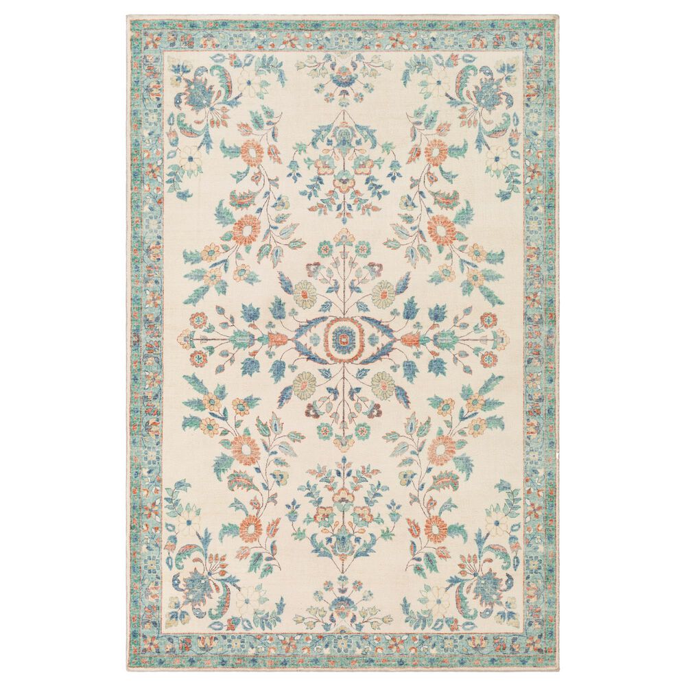 Surya Erin 7"6" x 9"6" Cream, Orange, Denim, Butter and Emerald Area Rug, , large