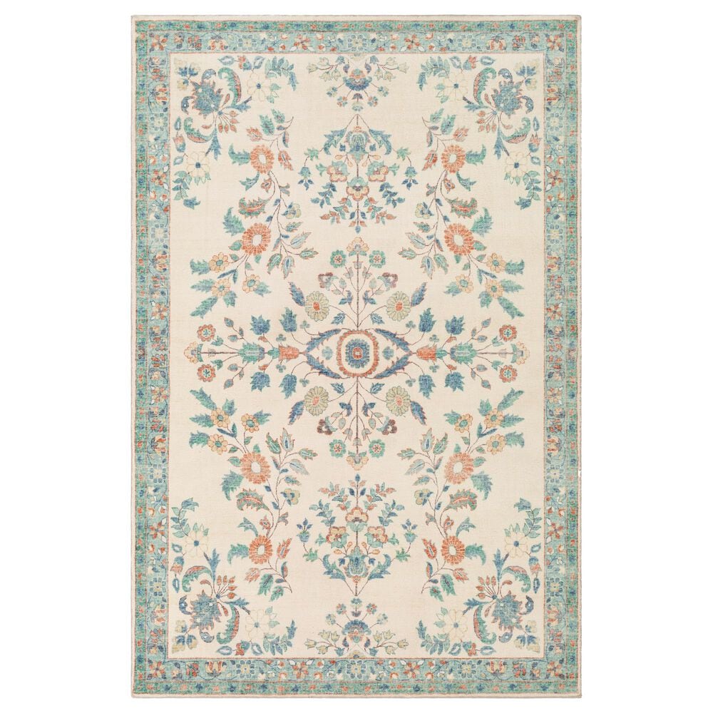 Surya Erin 7"6" x 9"6" Cream, Orange, Denim, Butter and Emerald Area Rug, , large