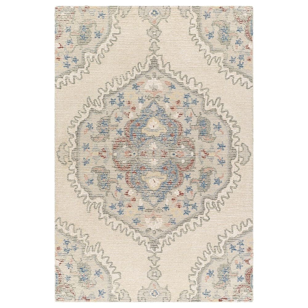 Surya Vivianne 9" x 12" Ivory, Dusty Sage, Brick Red and Dark Blue Area Rug, , large