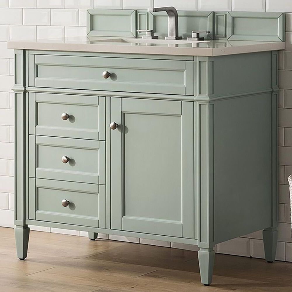 James Martin Brittany 36" Single Bathroom Vanity in Sage Green with 3 ...