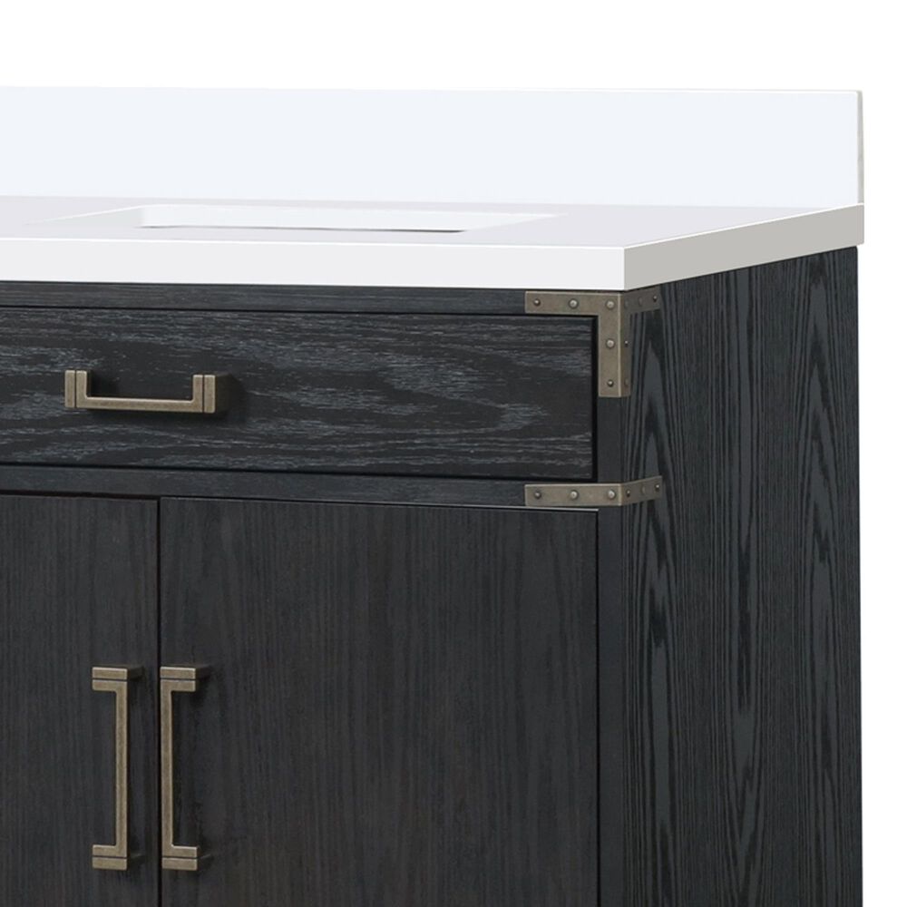 Lexora Home Laurel 84" Double Bathroom Vanity in Black Oak with White Quartz Top and Rectangular Sinks, , large