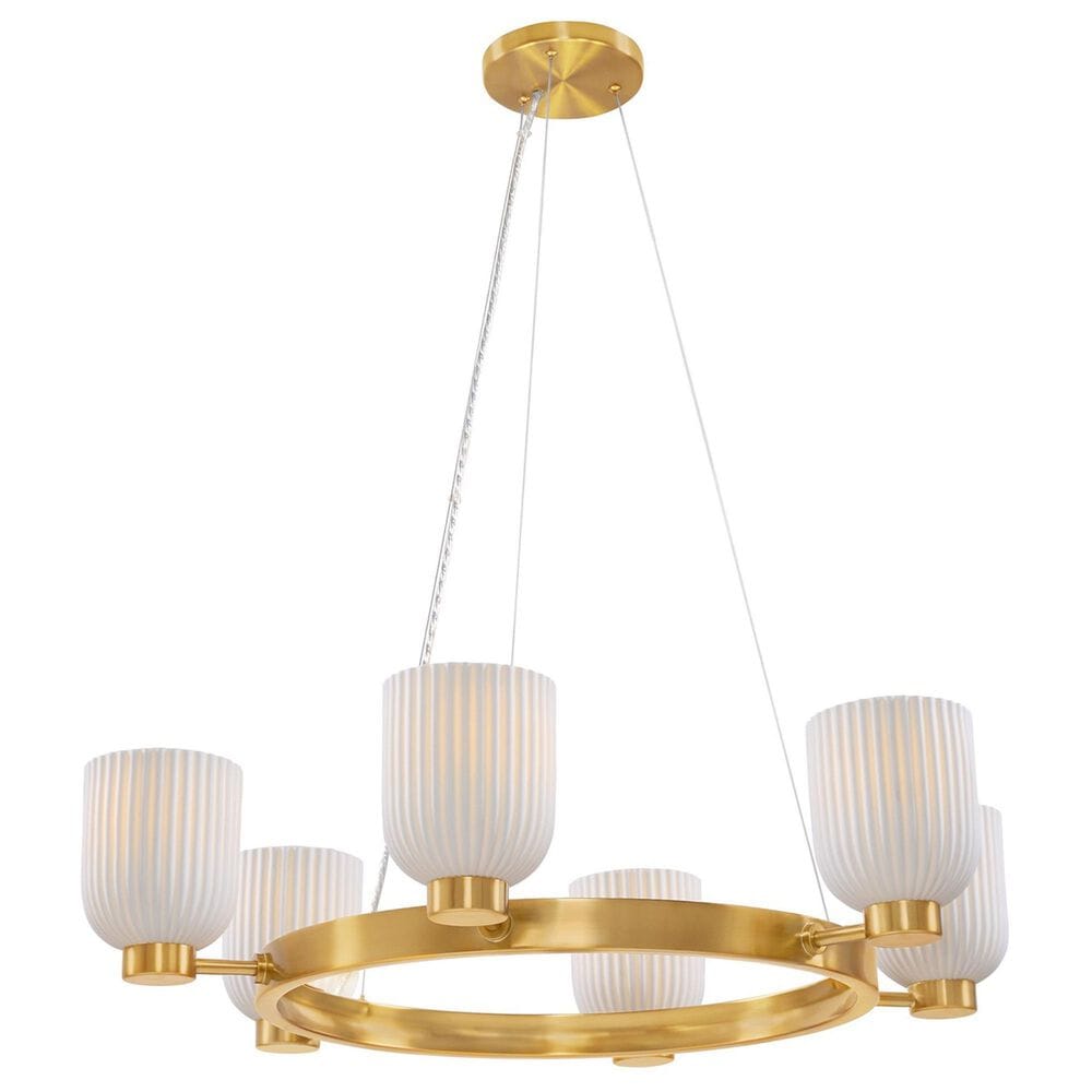 Savoy House Isla Blanca 6 Light Chandelier in Warm Brass, , large