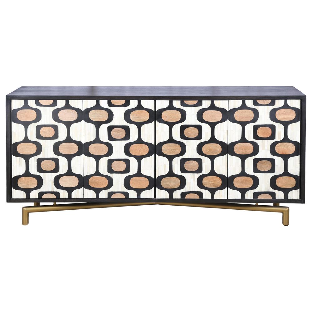 Bassett Mirror Company Paxton 4-Door Server in Ebony Mango, Ivory Bone, Natural Mango and Ant Brass, , large