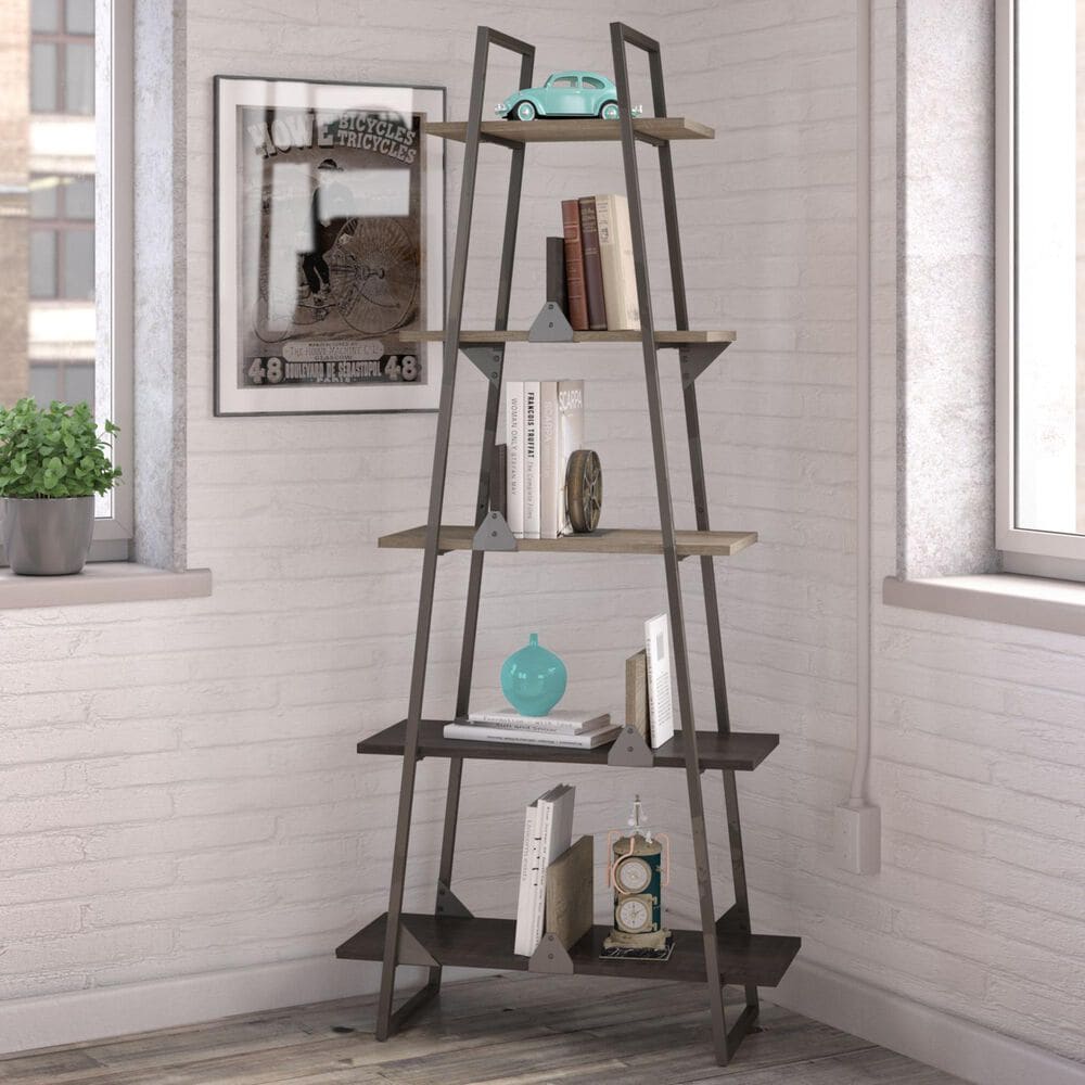 Bush Refinery Etagere Bookshelf in Rustic Gray, , large