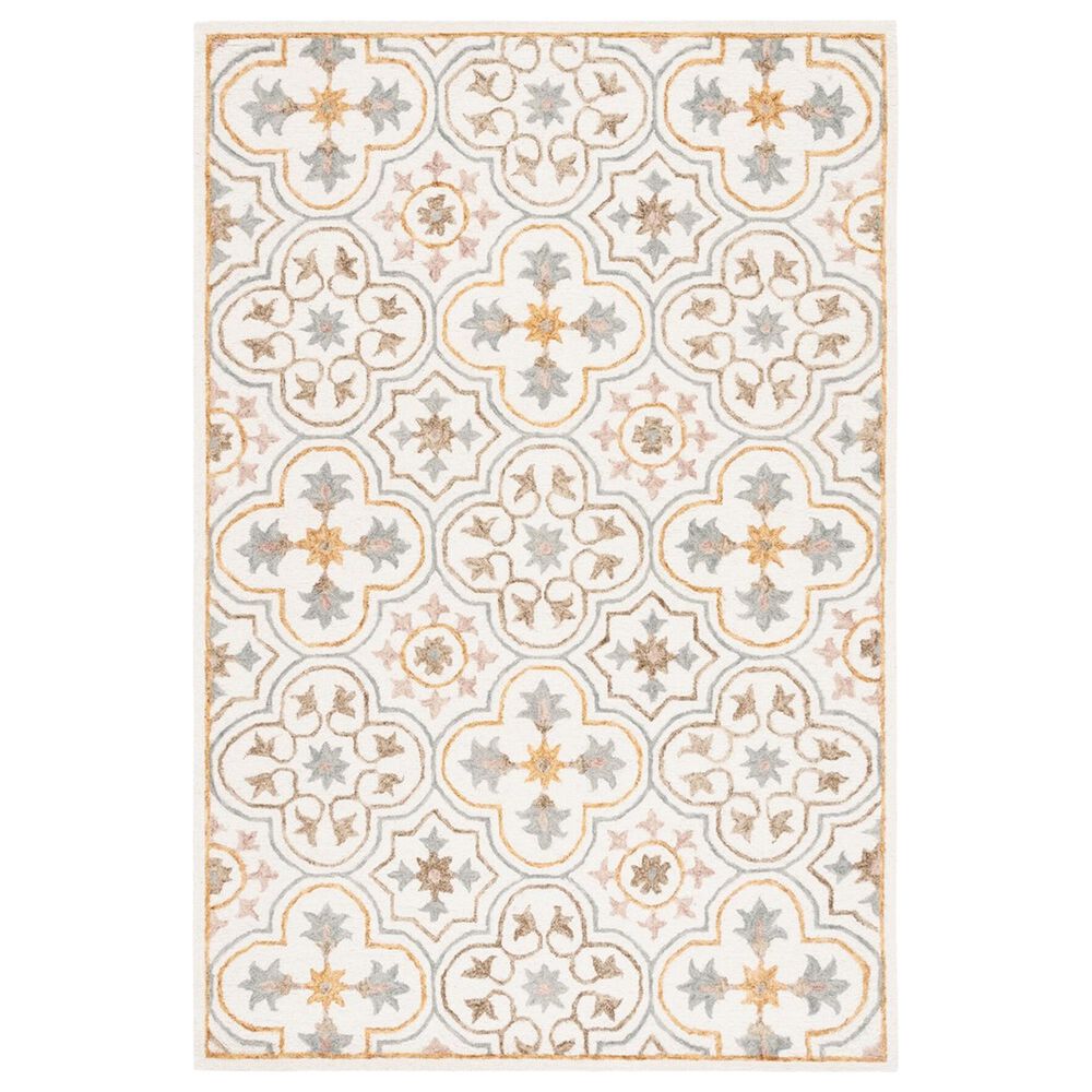 Safavieh Micro-Loop MLP381A 4" x 6" Ivory and Gray Area Rug, , large