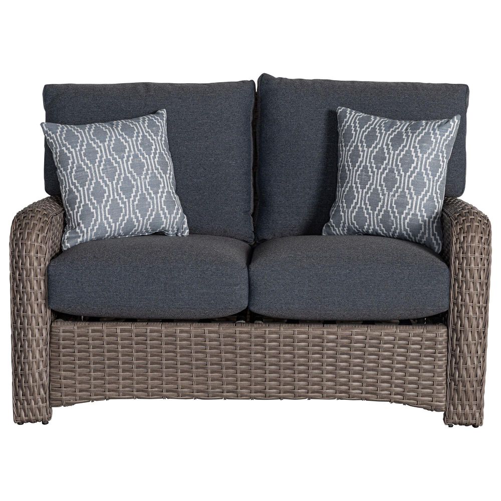 Serenity Saint Tropez Stationary Outdoor Loveseat in Rumba Marine and Stone, , large