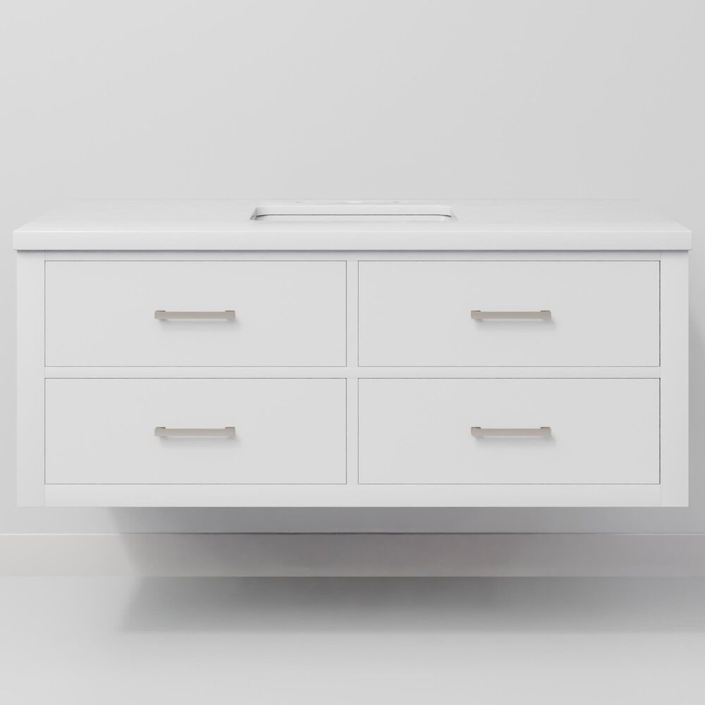 Lexora Home Castor 48" Single Bathroom Vanity in White with 2 cm White Cultured Marble Top and Rectangular Sink, , large