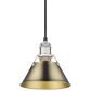 Golden Lighting Orwell 1-Light Small Pendant with Aged Brass Shade in Pewter, , large
