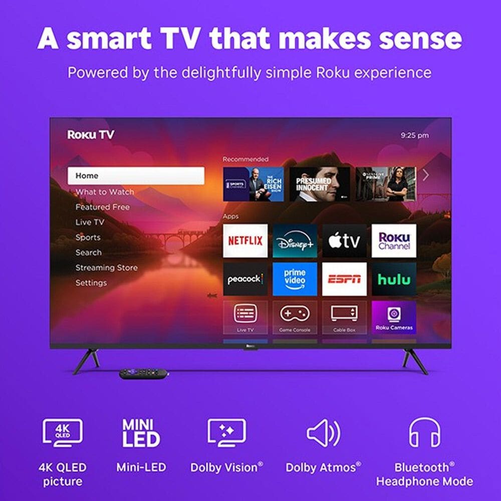 Roku 65&quot; Class Plus Series QLED Mini-LED in Black - Smart TV, , large
