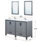 Lexora Home Ziva 60" Double Bathroom Vanity in Dark Grey with 2 cm White Quartz Top and Rectangular Sinks, , large