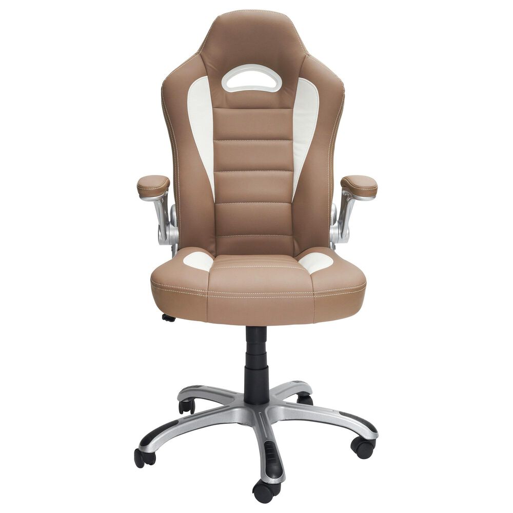 Rta Products Llc High Back Executive Sport Race Office Chair with Flip-Up Arms in Camel, , large
