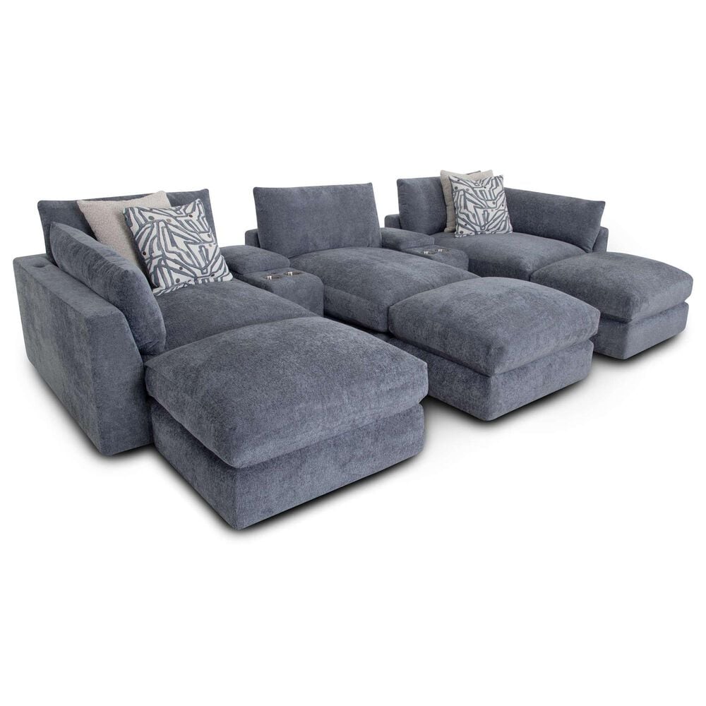 Moore Furniture Julian 8-Piece Stationary Symmetrical Sectional in Linwood Delft, , large
