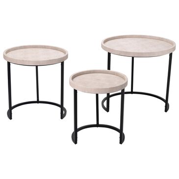 Splendor Living Maddox 3-Piece Occasional Table Set in Ivory, Faux, Shagreen and Black, , large