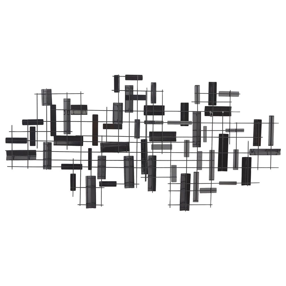Maple and Jade 30&quot; x 60&quot; Geometric 3D Stripes Wall Decor in Matte Black, , large