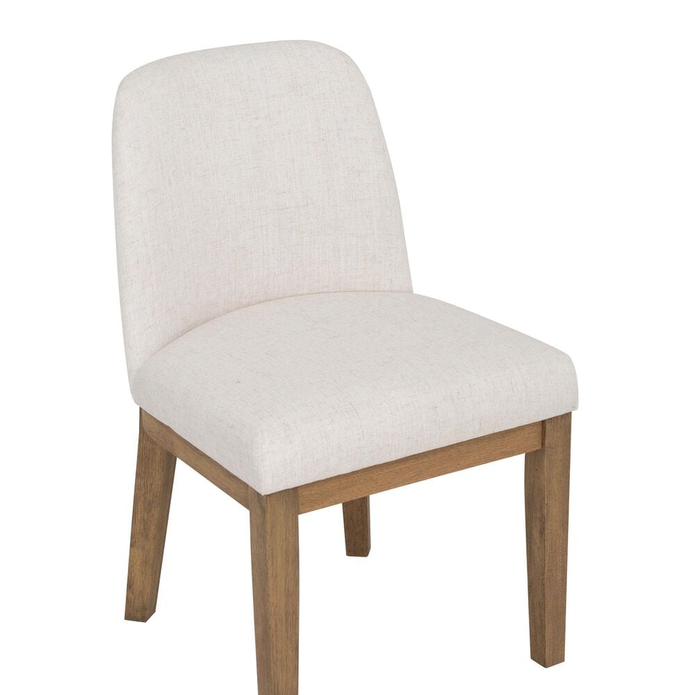 Linon Home Decor Tucker Side Chair with Cream Cushion in Natural Brown (Set of 2), , large