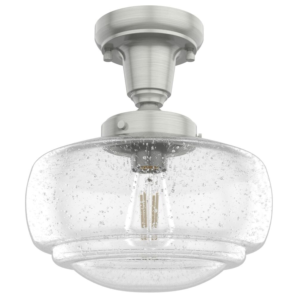 Hunter Saddle Creek 10&quot; 1-Light Pendant with Clear Seeded Shade in Brushed Nickel, , large