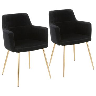 Lumisource Andrew Dining Chair in Black/Gold (Set of 2), , large