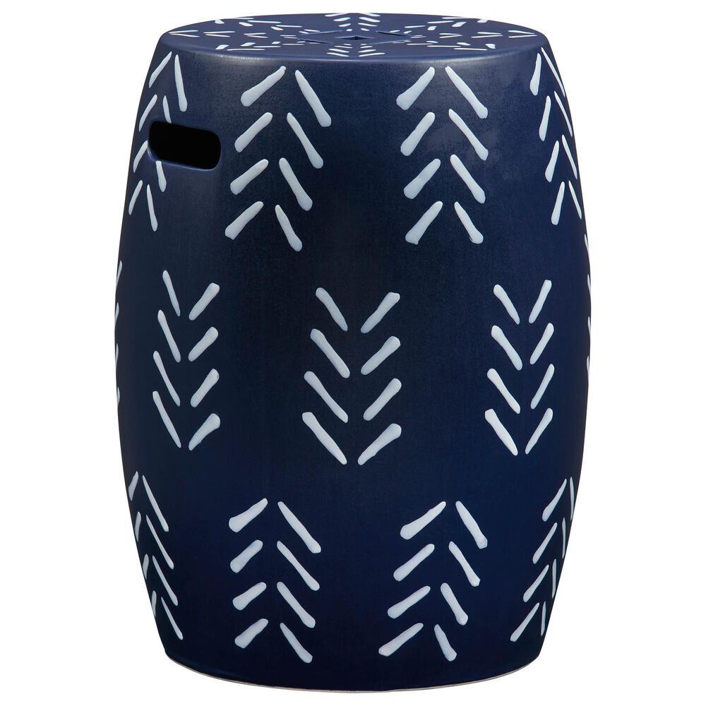 Ashley Genemore Ceramic Stool in Navy and White, , large
