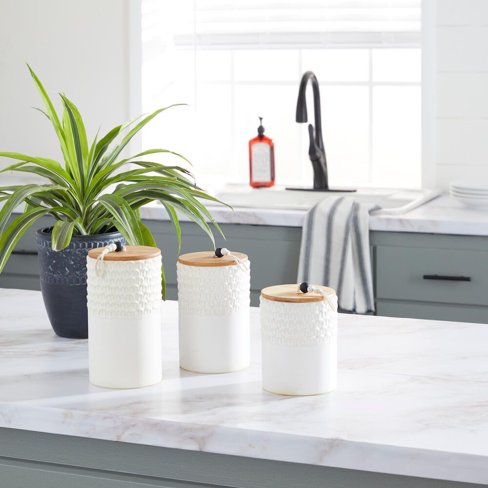 Maple and Jade Country Cottage Decorative Jar in White and Brown &#40;Set of 3&#41;, , large
