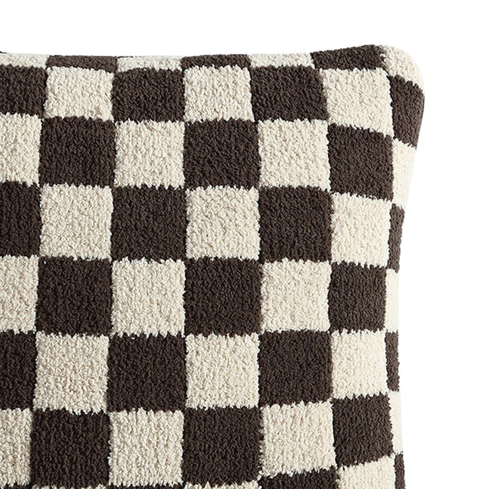 Sunday Citizen Checkerboard 20&quot; Square Throw Pillow in Mocha and Sahara Tan, , large
