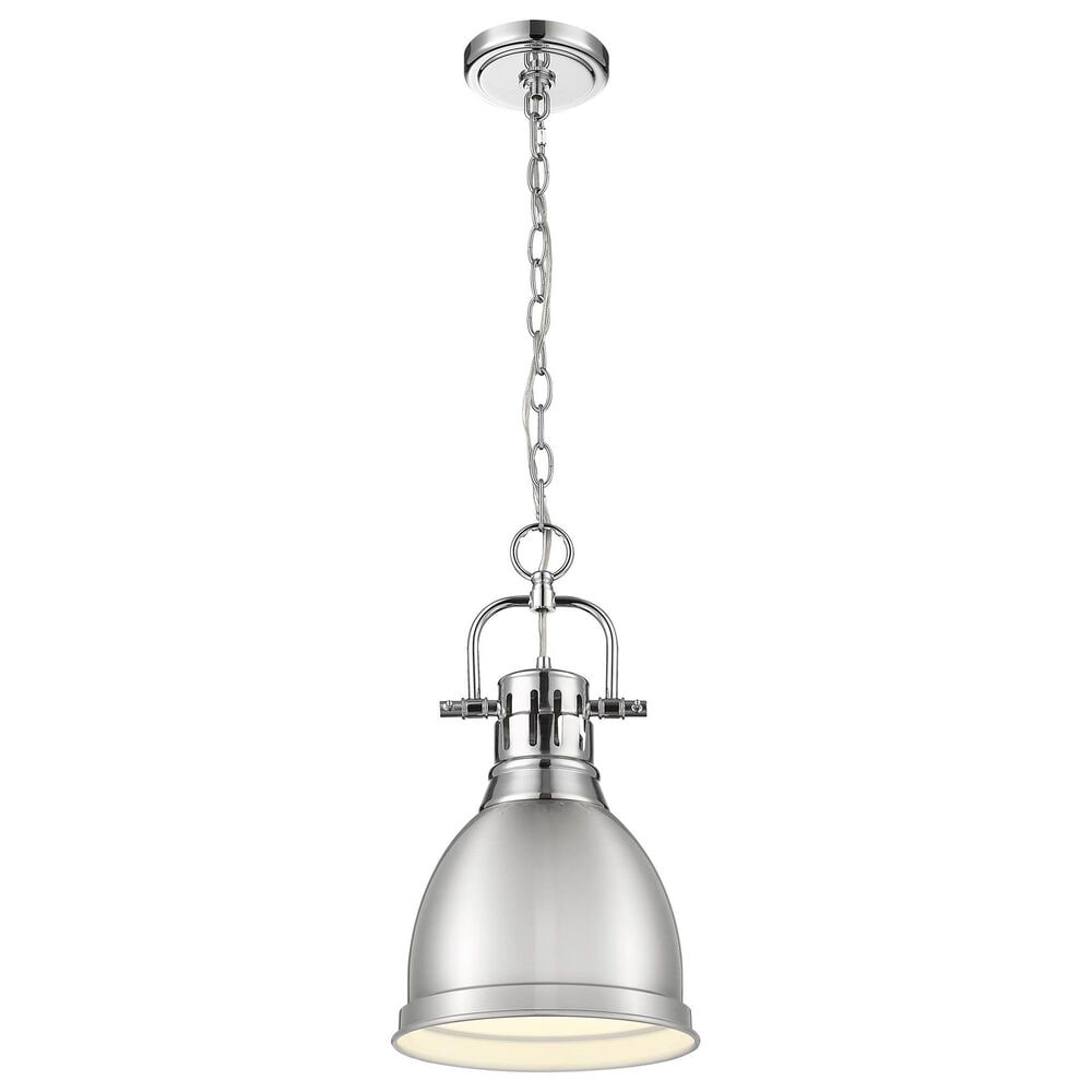 Golden Lighting Duncan 1-Light Small Pendant with Chain and Pewter Shade in Chrome, , large