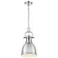 Golden Lighting Duncan 1-Light Small Pendant with Chain and Pewter Shade in Chrome, , large