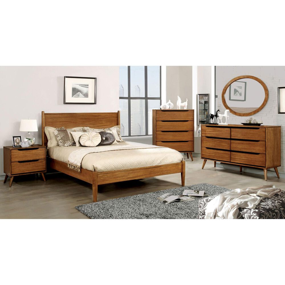 Furniture of America Ruiz Queen Platform Bed in Oak, , large